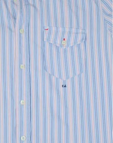 CAMISA CASUCCI DE HOMBRE BLANCA CON RAYAS AZULES Y ROSAS