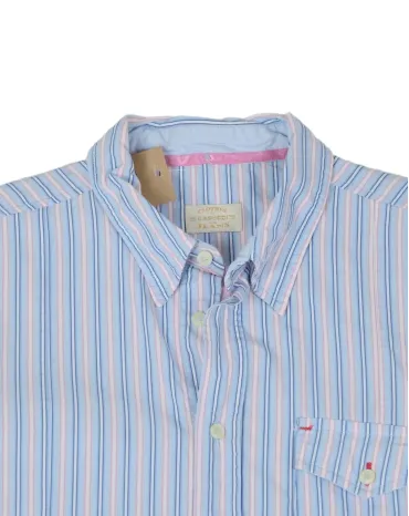 CAMISA CASUCCI DE HOMBRE BLANCA CON RAYAS AZULES Y ROSAS