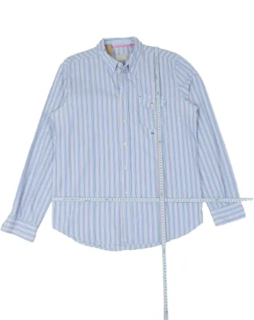 CAMISA CASUCCI DE HOMBRE BLANCA CON RAYAS AZULES Y ROSAS