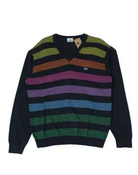 JERSEY CUELLO V LACOSTE HOMBRE AZUL MARINO RAYAS MULTICOLOR