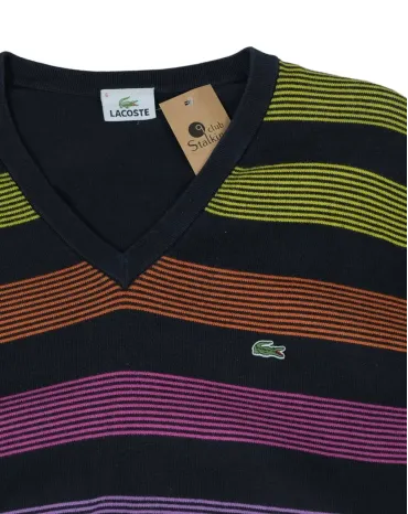 JERSEY CUELLO V LACOSTE HOMBRE AZUL MARINO RAYAS MULTICOLOR