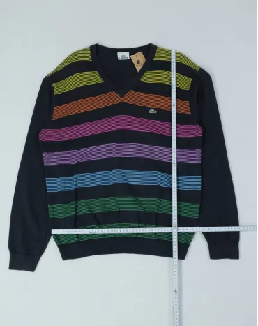 JERSEY CUELLO V LACOSTE HOMBRE AZUL MARINO RAYAS MULTICOLOR