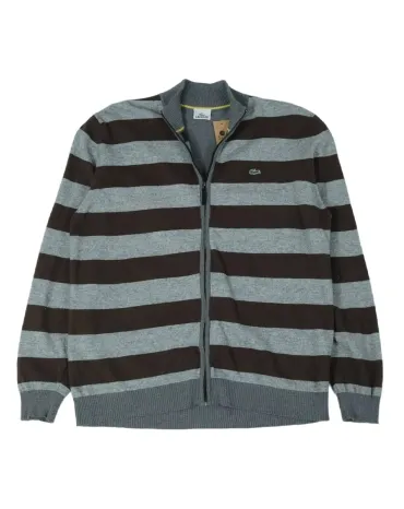 CÁRDIGAN LACOSTE HOMBRE GRIS Y MARRÓN