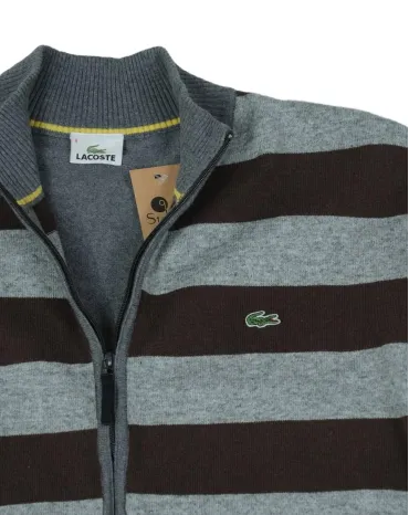 CÁRDIGAN LACOSTE HOMBRE GRIS Y MARRÓN