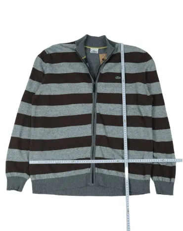 CÁRDIGAN LACOSTE HOMBRE GRIS Y MARRÓN