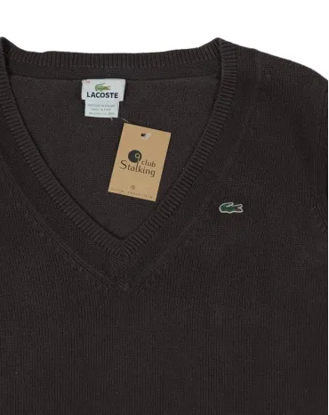 JERSEY CUELLO PICO LACOSTE HOMBRE MARRÓN