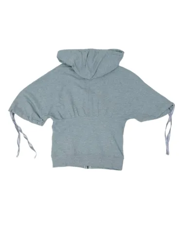 SUDADERA CORTA CON CAPUCHA MUJER GRIS CLARO