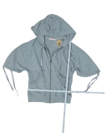 SUDADERA CORTA CON CAPUCHA MUJER GRIS CLARO