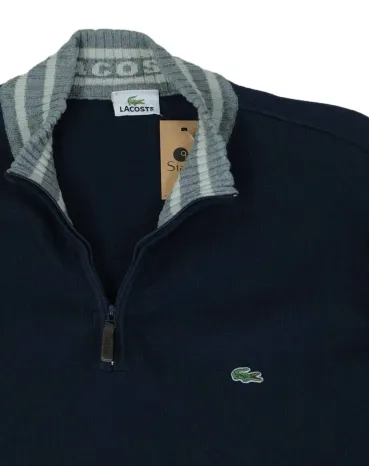 JERSEY LACOSTE HOMBRE AZUL MARINO Y GRIS