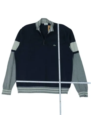 JERSEY LACOSTE HOMBRE AZUL MARINO Y GRIS