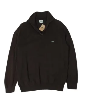 JERSEY CUELLO ALTO CREMALLERA LACOSTE HOMBRE MARRÓN OSCURO