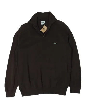 JERSEY CUELLO ALTO CREMALLERA LACOSTE HOMBRE MARRÓN OSCURO