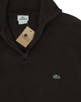 JERSEY CUELLO ALTO CREMALLERA LACOSTE HOMBRE MARRÓN OSCURO