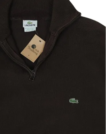 JERSEY CUELLO ALTO CREMALLERA LACOSTE HOMBRE MARRÓN OSCURO