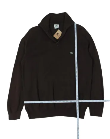 JERSEY CUELLO ALTO CREMALLERA LACOSTE HOMBRE MARRÓN OSCURO