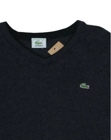 JERSEY CUELLO V LACOSTE HOMBRE GRIS OSCURO