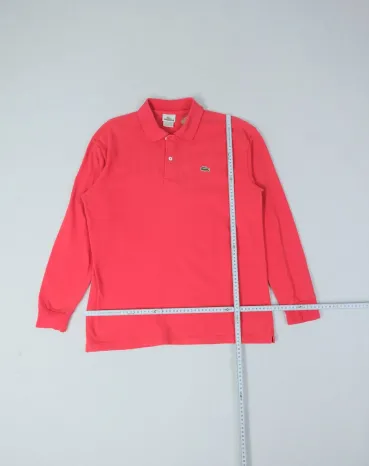 POLO MANGA LARGA LACOSTE HOMBRE ROSA CORAL