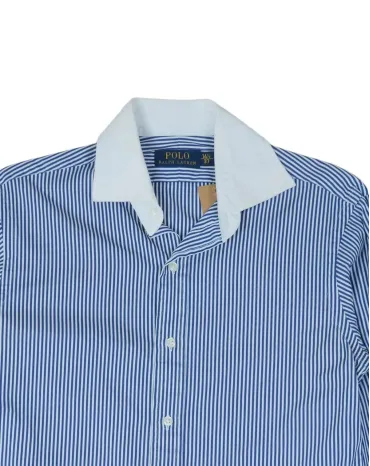CAMISA POLO RALPH LAUREN HOMBRE AZUL CON RAYAS BLANCAS