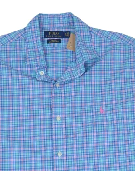 CAMISA POLO RALPH LAUREN HOMBRE AZUL CLARO Y ROSA A CUADROS