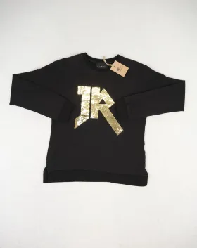 JOHN RICHMOND SUDADERA MUJER NEGRA LOGO JR LENTEJUELAS - EXCLUSIVA A++