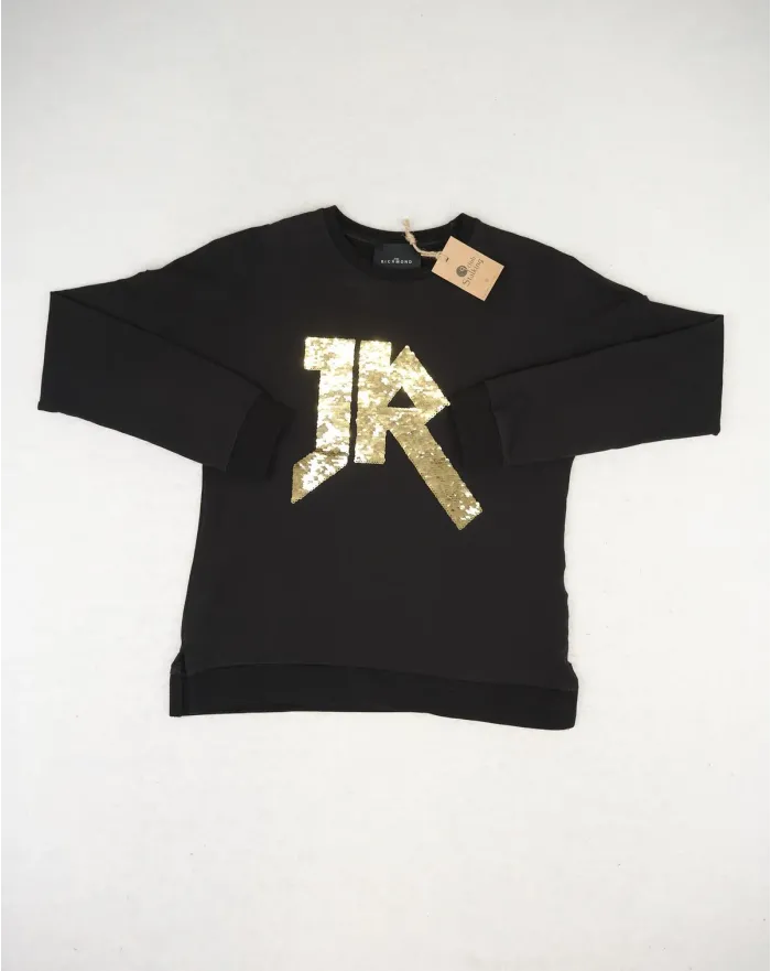 JOHN RICHMOND SUDADERA MUJER NEGRA LOGO JR LENTEJUELAS - EXCLUSIVA A++