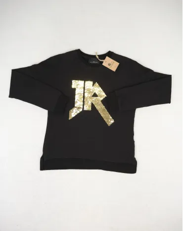 JOHN RICHMOND SUDADERA MUJER NEGRA LOGO JR LENTEJUELAS - EXCLUSIVA A++