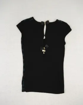 CAMISETA MUJER  ROBERTO CAVALLI NEGRO CON LOGO RC Y LENTEJUELAS SEGUNDA MANO