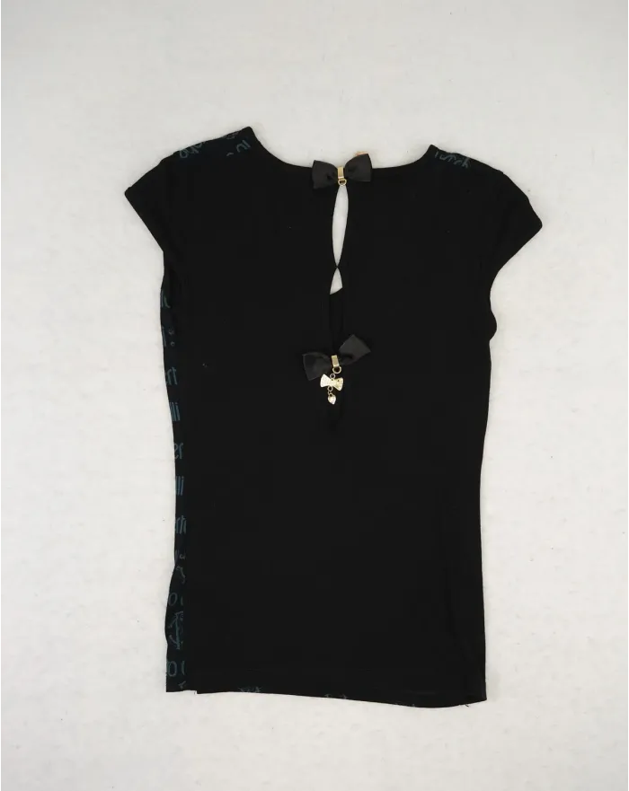 CAMISETA MUJER  ROBERTO CAVALLI NEGRO CON LOGO RC Y LENTEJUELAS SEGUNDA MANO