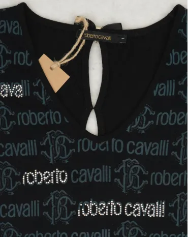 ROBERTO CAVALLI TOP MUJER NEGRO LOGO RC LENTEJUELAS - EXCLUSIVA A++