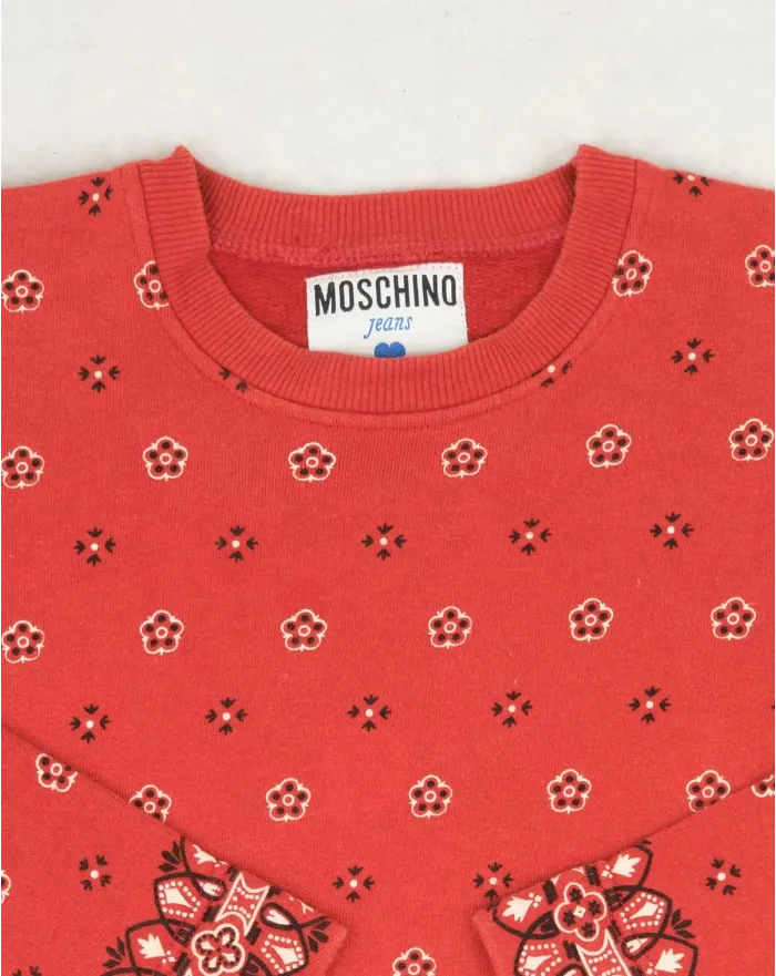 SUDADERA MUJER MOSCHINO JEANS ROJA CON ESTAMPADO BANDANA SEGUNDA MANO