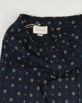 PANTALÓN GUCCI MUJER AZUL MARINO CON ESTAMPADO SEGUNDA MANO