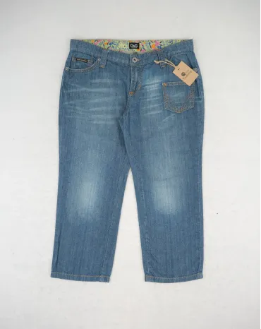 DOLCE & GABBANA JEANS MUJER AZUL MEDIO CAPRI BORDADO - SEGUNDA MANO A++