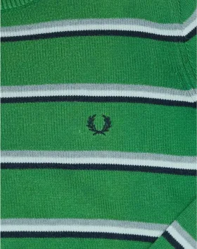 JERSEY FRED PERRY HOMBRE VERDE CON RAYAS BLANCO Y AZUL MARINO