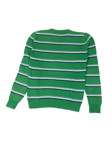 JERSEY FRED PERRY HOMBRE VERDE CON RAYAS BLANCO Y AZUL MARINO