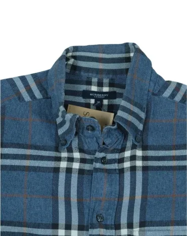 CAMISA BURBERRY MANGA LARGA HOMBRE AZUL A CUADROS