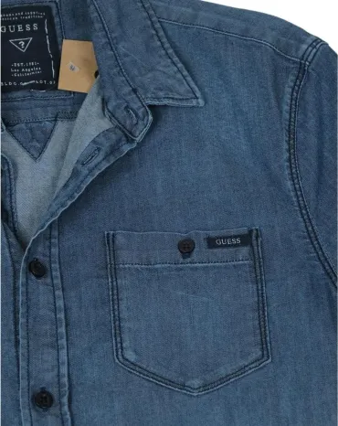 CAMISA MANGA CORTA GUESS HOMBRE AZUL DENIM