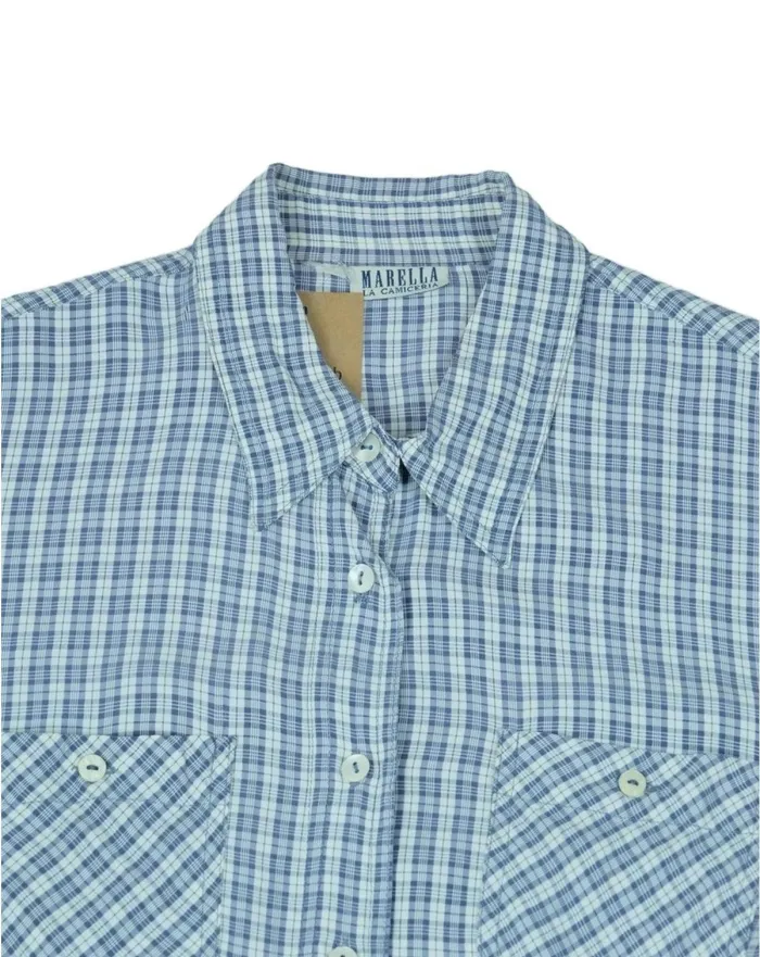CAMISA MANGA CORTA MARELLA MUJER AZUL CLARO Y BLANCO